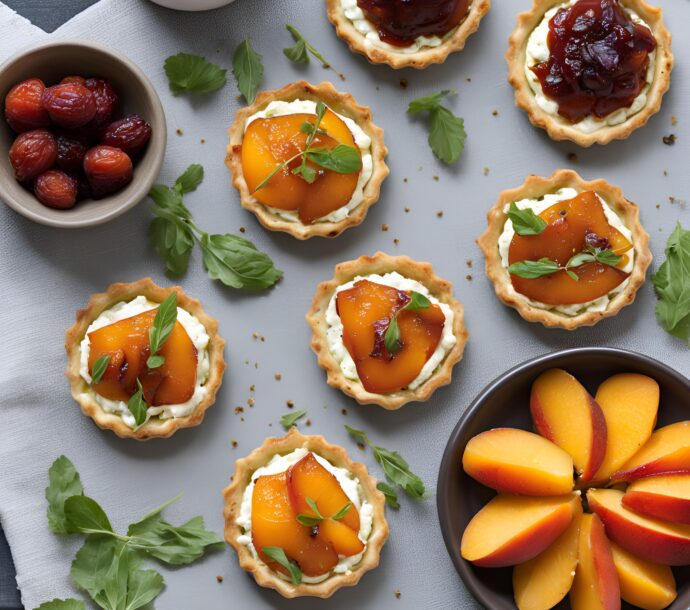 Tartelette salée au fromage de chèvre et tartinade de pêche à l'érable